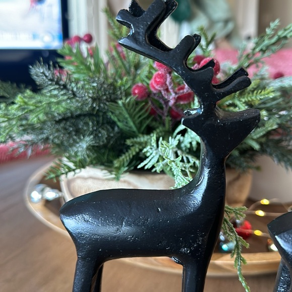 Made in India Christmas Holiday Reindeer Black Metal Decor Set of 2 NEW - Picture 4 of 4
